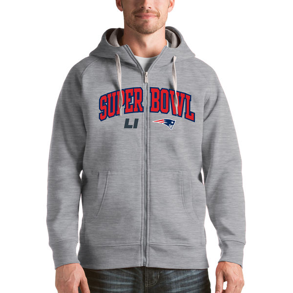 New England Patriots Antigua Super Bowl LI Bound Victory Full-Zip Hoodie - Gray
